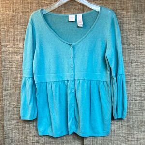 Emma James Women's Green Blue sweater cardigan top